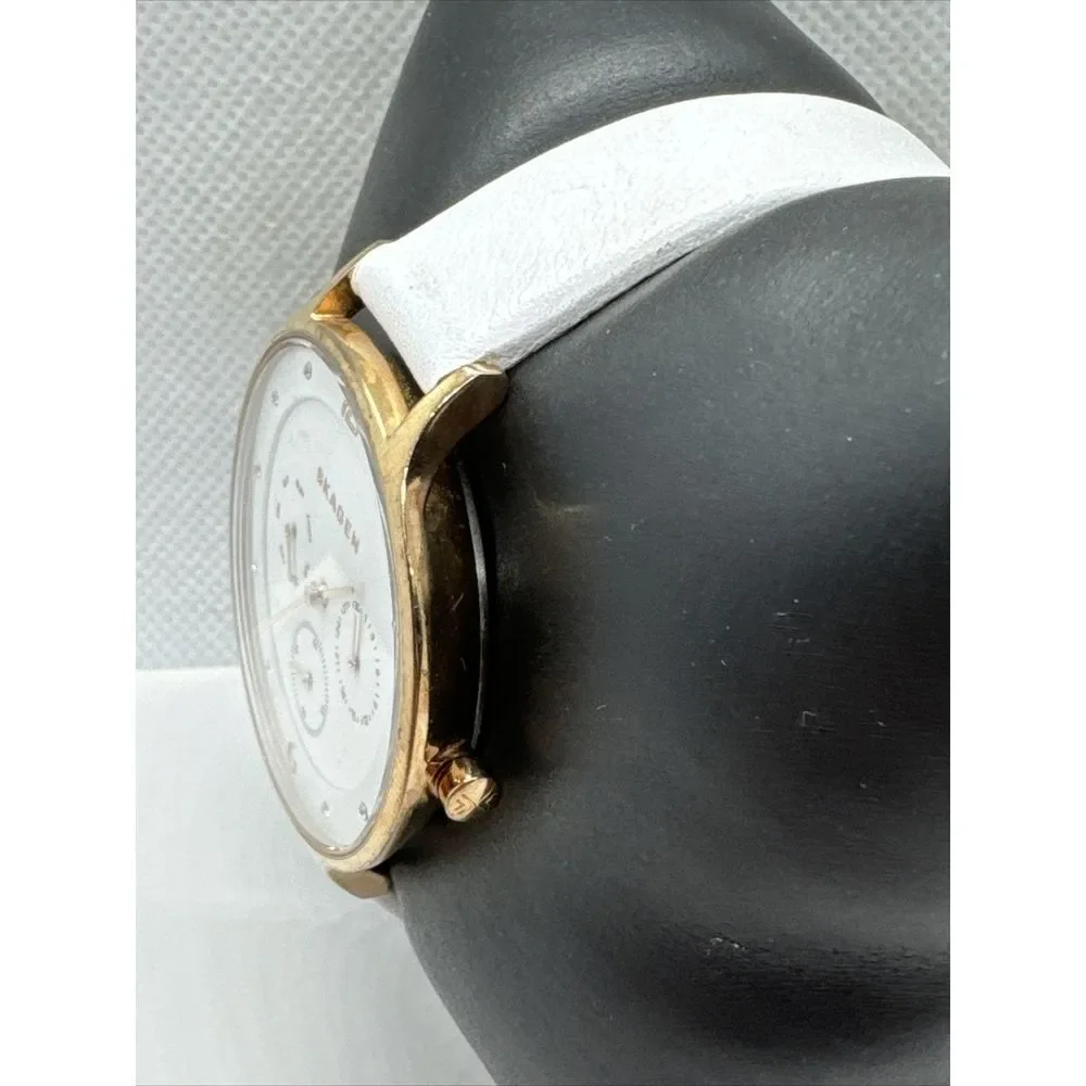 Skagen SKW2311 Women's White Leather Strap Analog Dial Quartz Wrist Watch JNA917